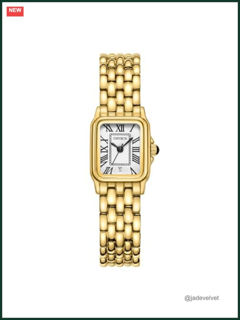 Women's Petite Rectangular Roman Dial Water Resistant Vintage Bracelet Watch